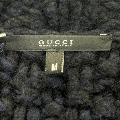 GUCCI グッチ 299471 ネイビー ウール100 ケーブルニット ショートコート コート