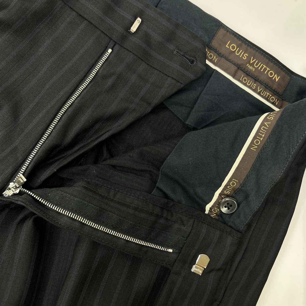 LOUIS VUITTON ルイヴィトン 12AW RM122F H2C9SAW5I ブラック ストライプ ダミエライナー セットアップピンストライプスーツ スーツ セットアップ