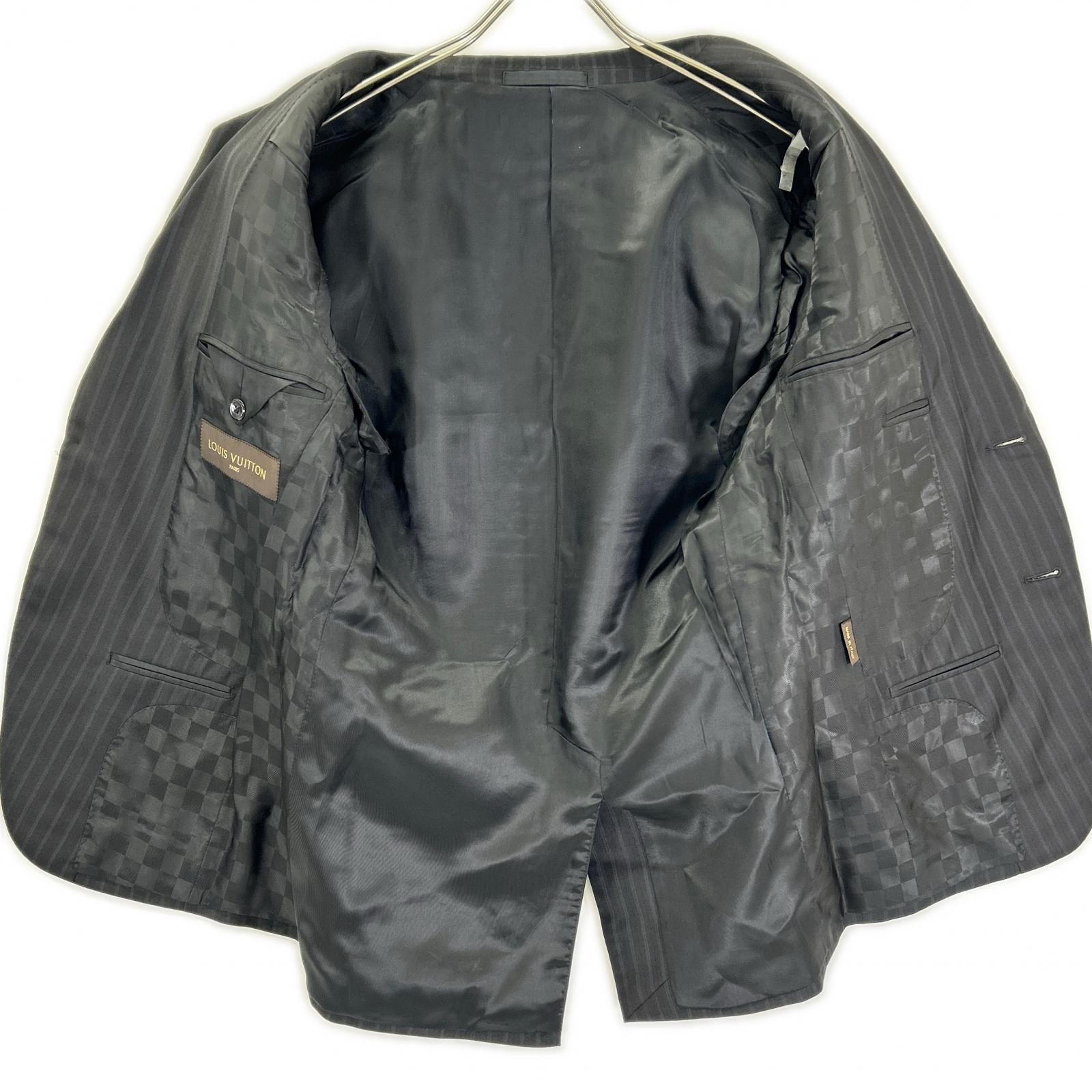 LOUIS VUITTON ルイヴィトン 12AW RM122F H2C9SAW5I ブラック ストライプ ダミエライナー セットアップピンストライプスーツ スーツ セットアップ