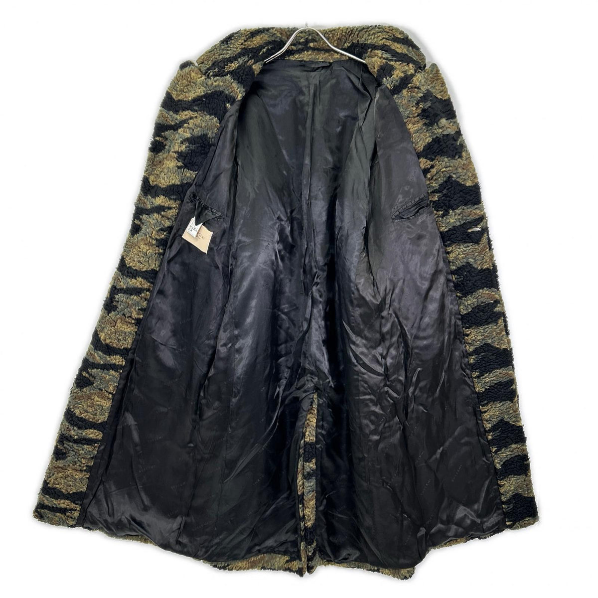 BUSCEMI Khaki camouflage boa long coat