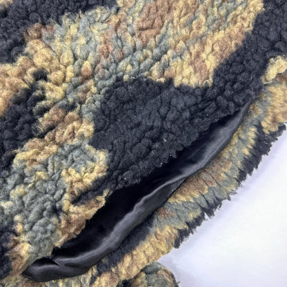 BUSCEMI Khaki camouflage boa long coat