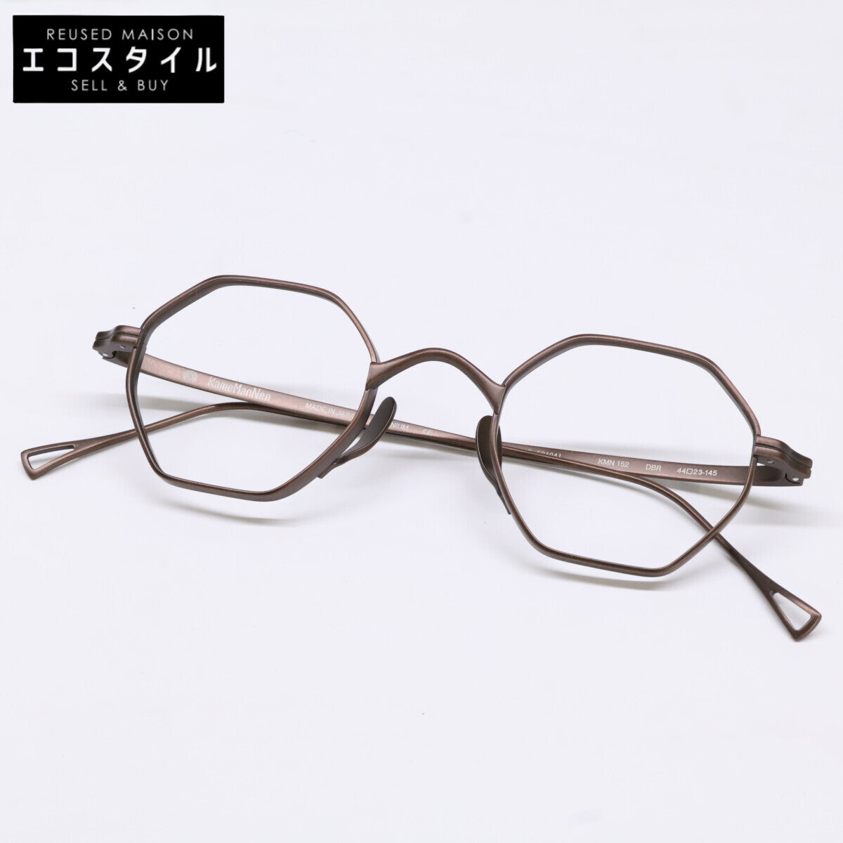 KameManNen KameManNen Like-New KMN152 DBR Lensless Octagon-Shape Eyewear Glasses