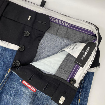 DSQUARED2 ディースクエアード 24年製 S75MA0957 ブルー 素材切り替え ペイント デニムスカート ボトムス