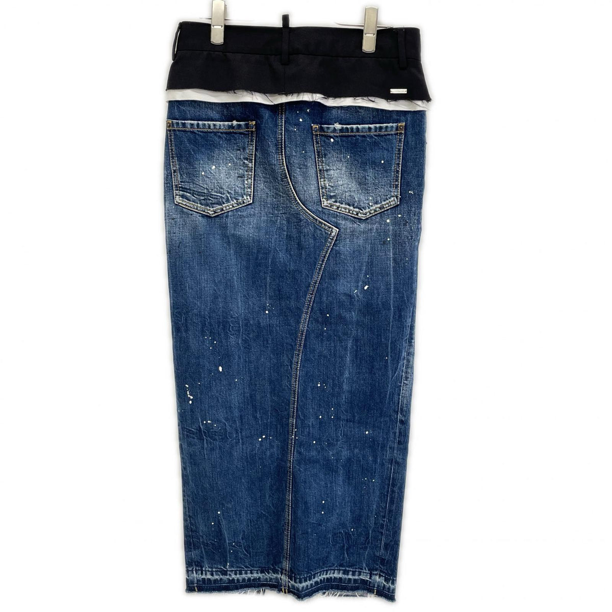 DSQUARED2 ディースクエアード 24年製 S75MA0957 ブルー 素材切り替え ペイント デニムスカート ボトムス