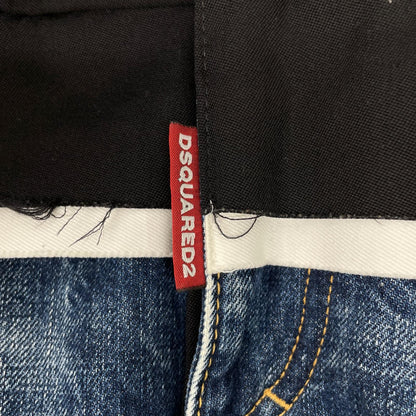 DSQUARED2 ディースクエアード 24年製 S75MA0957 ブルー 素材切り替え ペイント デニムスカート ボトムス