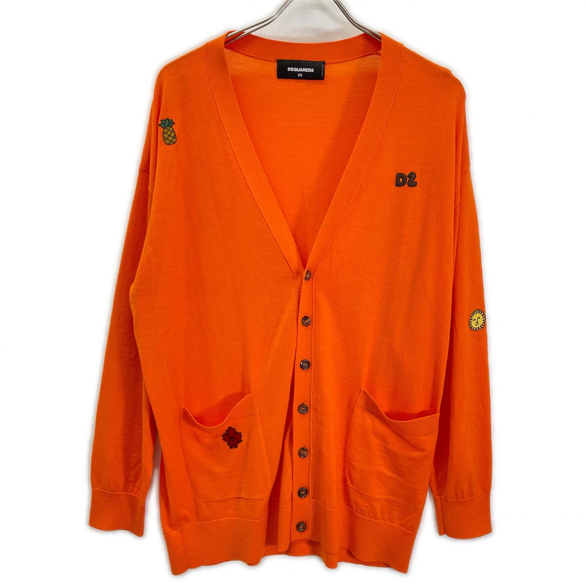 DSQUARED2 ディースクエアード S75HA1148 オレンジ ワッペン オーバーサイズ ロングスリーブ カーディガン トップス