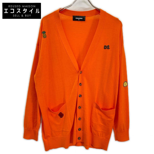 DSQUARED2 ディースクエアード S75HA1148 オレンジ ワッペン オーバーサイズ ロングスリーブ カーディガン トップス