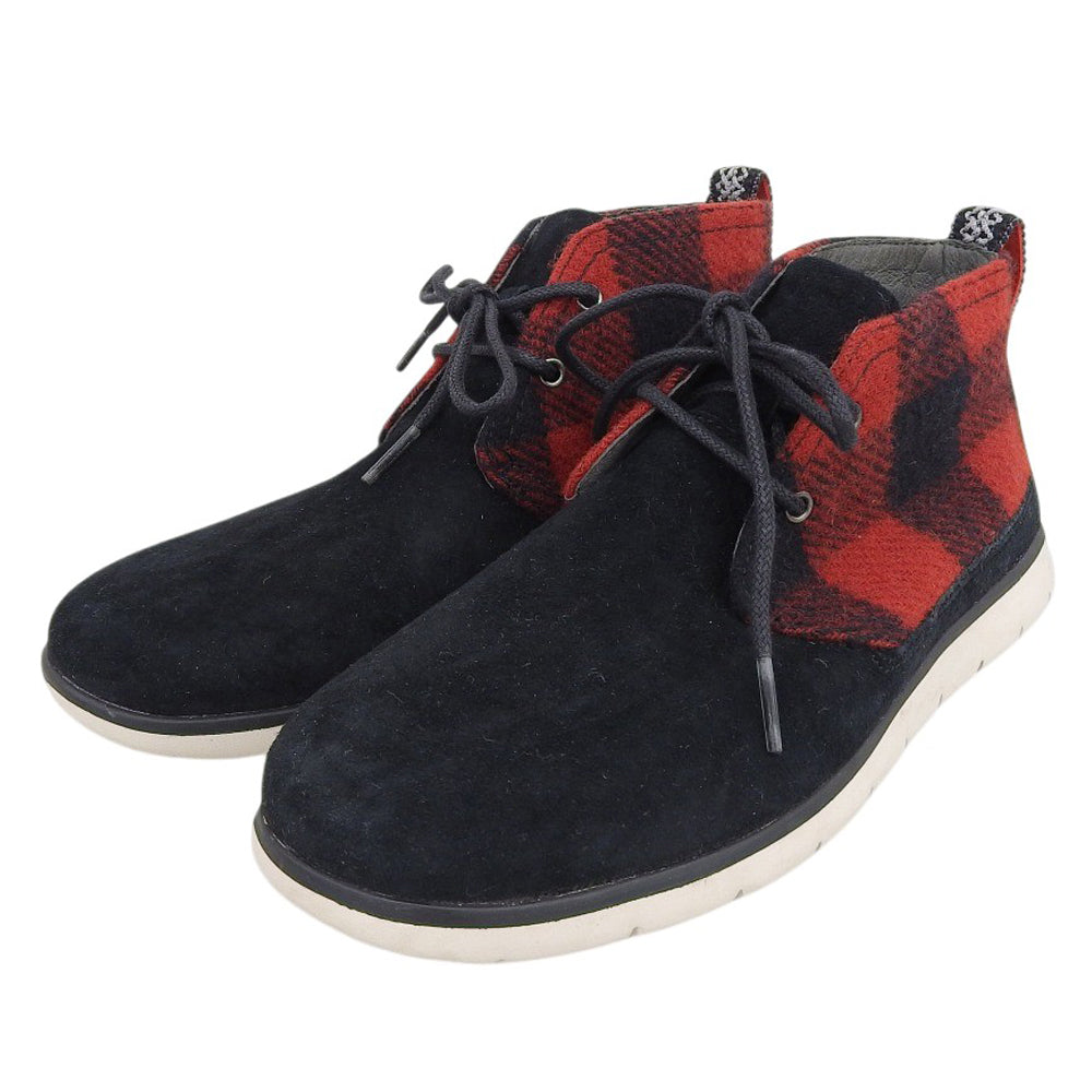 UGG アグ 美品 フリーモンプレイド チェック柄 チャッカタイプスニーカー シューズ メンズ レッド×ブラック 25cm 1019680 シューズ
