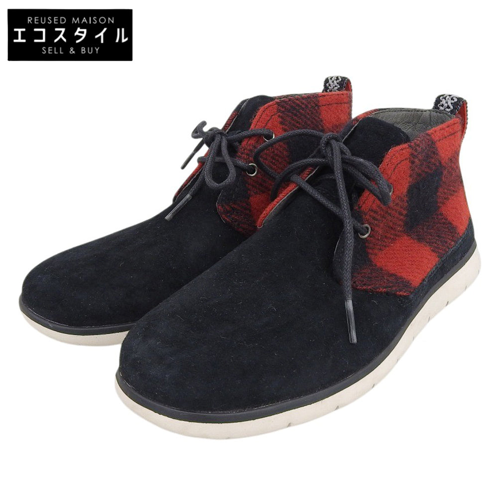 UGG アグ 美品 フリーモンプレイド チェック柄 チャッカタイプスニーカー シューズ メンズ レッド×ブラック 25cm 1019680 シューズ