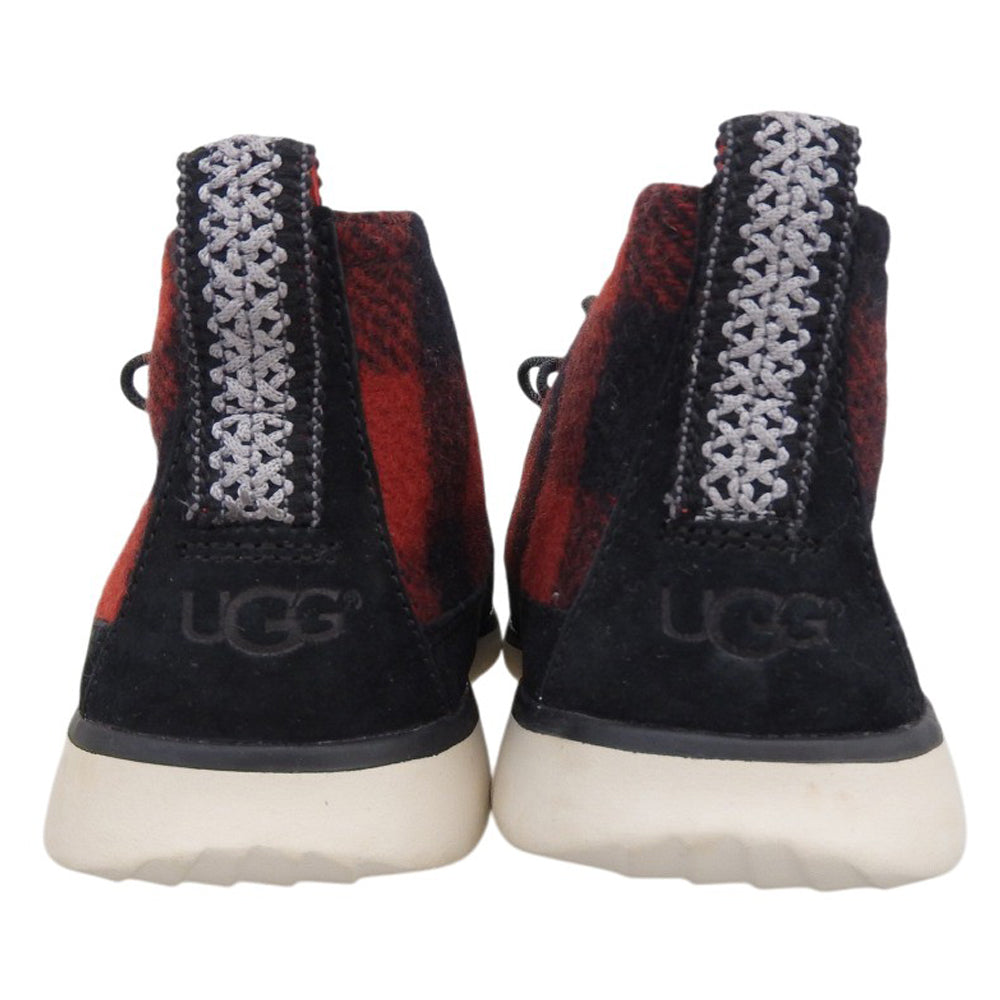 UGG アグ 美品 フリーモンプレイド チェック柄 チャッカタイプスニーカー シューズ メンズ レッド×ブラック 25cm 1019680 シューズ