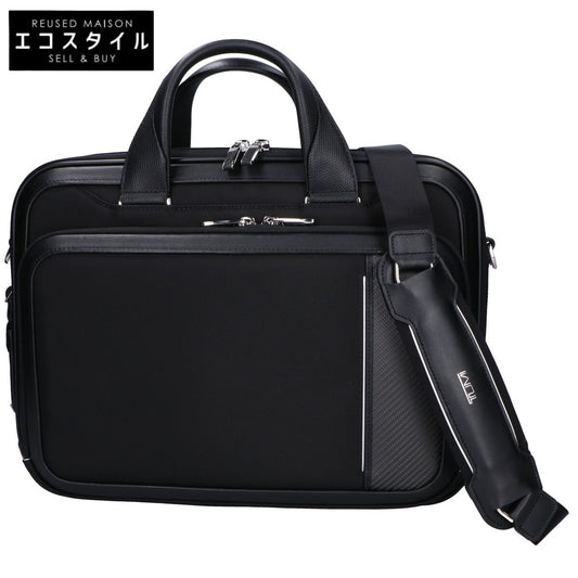 TUMI トゥミ 美品 Arriveコレクション 156624 サドラー ポリエステルxカーボンファイバー メタルロゴ ラージ・ブリーフバッグ ビジネスバッグ ブリーフケース