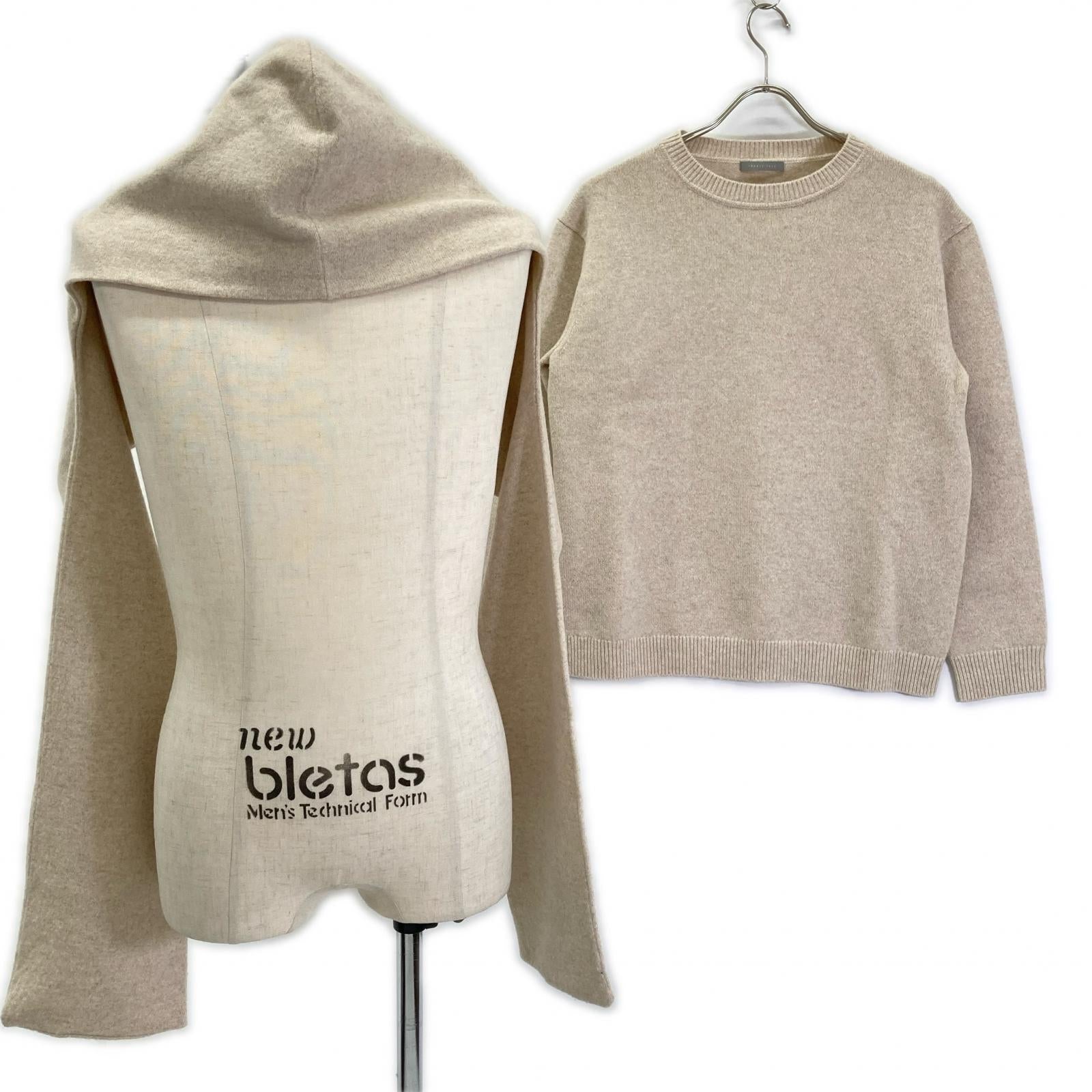 theory luxe セオリーリュクス 25AW 03-5401790 ベージュ ウールカシミヤフーディーストール付きセーター トップス