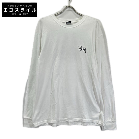 stussy ステューシー ホワイト コットン 長袖 ロゴTシャツ トップス