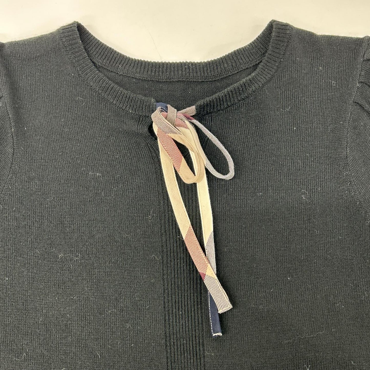 BLUE LABEL CRESTBRIDGE ブルーレーベルクレストブリッジ 55N11-806-09 ブラック ウール ボウタイクルーネックニット トップス