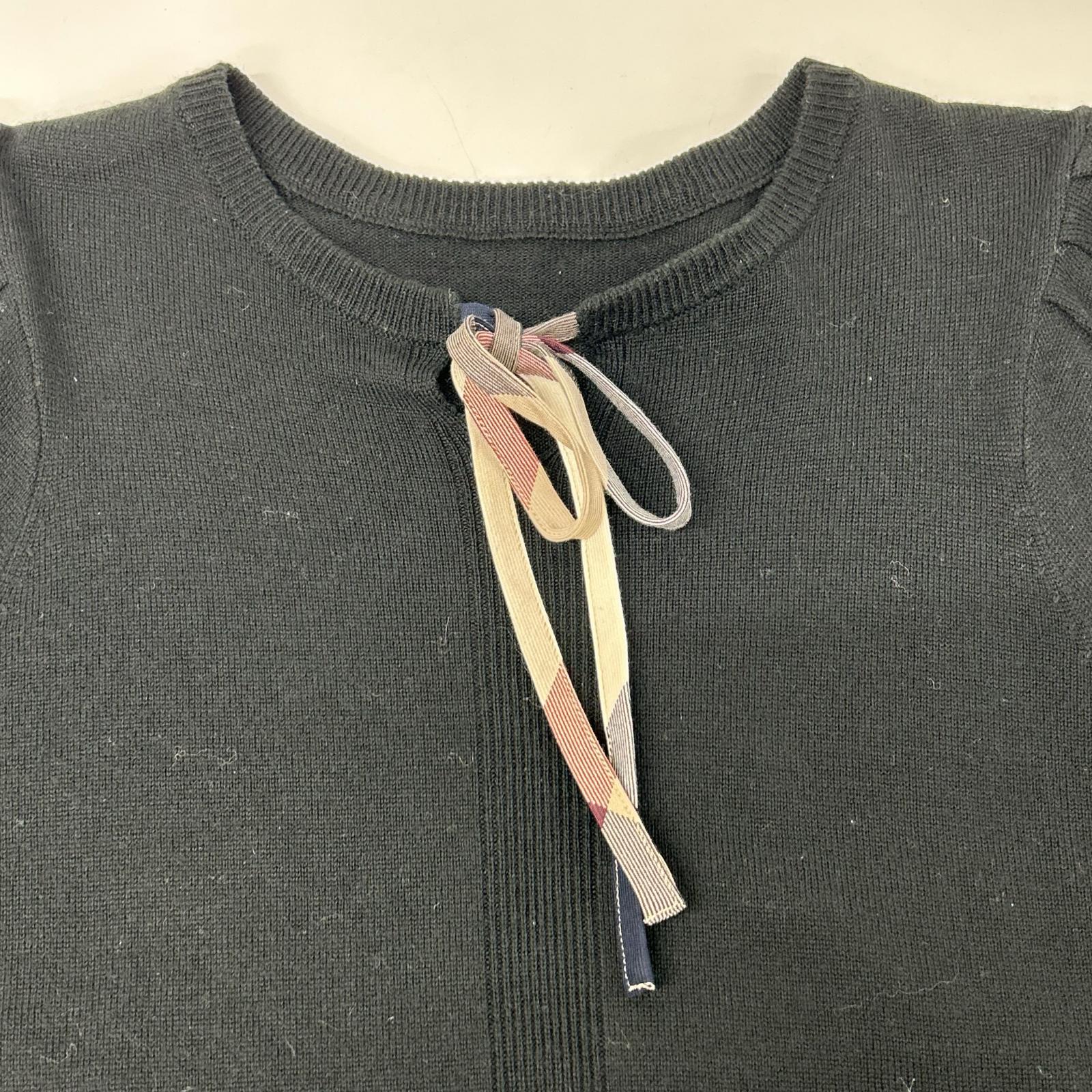 BLUE LABEL CRESTBRIDGE ブルーレーベルクレストブリッジ 55N11-806-09 ブラック ウール ボウタイクルーネックニット トップス