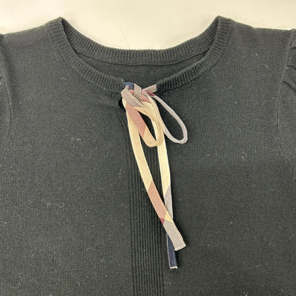 BLUE LABEL CRESTBRIDGE ブルーレーベルクレストブリッジ 55N11-806-09 ブラック ウール ボウタイクルーネックニット トップス