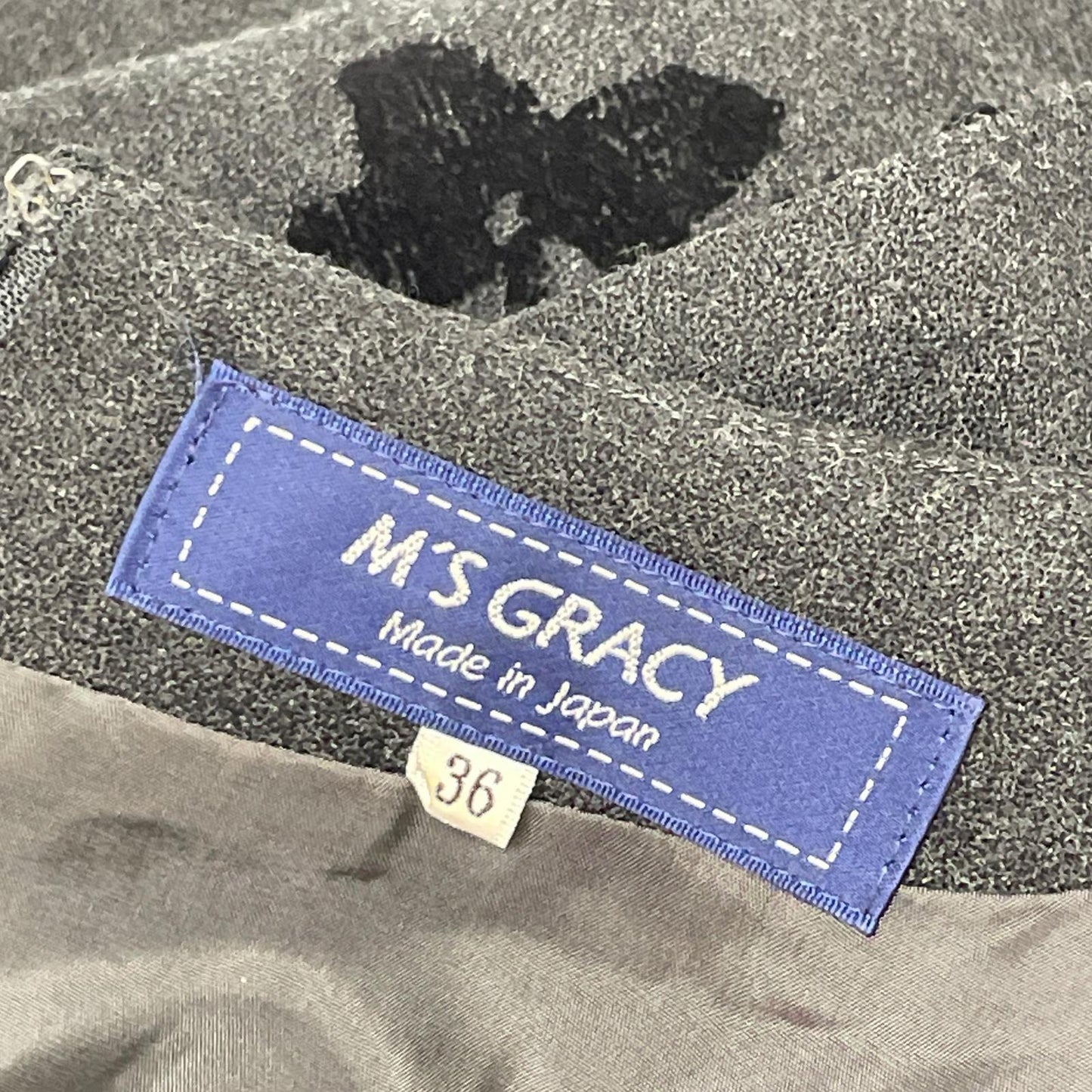 M'S GRACY エムズグレイシー NF-911712 グレー ウール フラワー柄ワンピース ワンピース