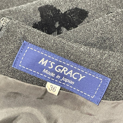 M'S GRACY エムズグレイシー NF-911712 グレー ウール フラワー柄ワンピース ワンピース