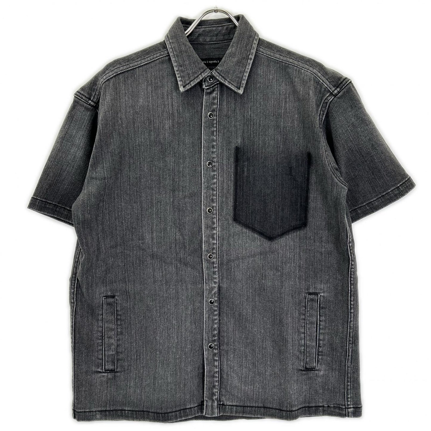 1piu1uguale3 ウノピゥウノウグァーレトレ MRS178-CTR025 ブラック S/S DENIM BIG SHIRTS デニムビック半袖シャツ トップス