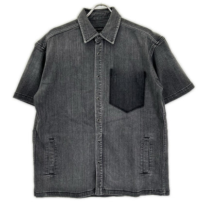 1piu1uguale3 ウノピゥウノウグァーレトレ MRS178-CTR025 ブラック S/S DENIM BIG SHIRTS デニムビック半袖シャツ トップス