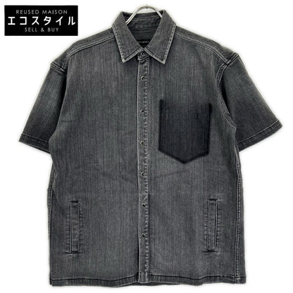 1piu1uguale3 ウノピゥウノウグァーレトレ MRS178-CTR025 ブラック S/S DENIM BIG SHIRTS デニムビック半袖シャツ トップス
