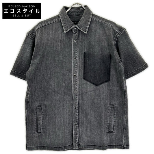 1piu1uguale3 ウノピゥウノウグァーレトレ MRS178-CTR025 ブラック S/S DENIM BIG SHIRTS デニムビック半袖シャツ トップス