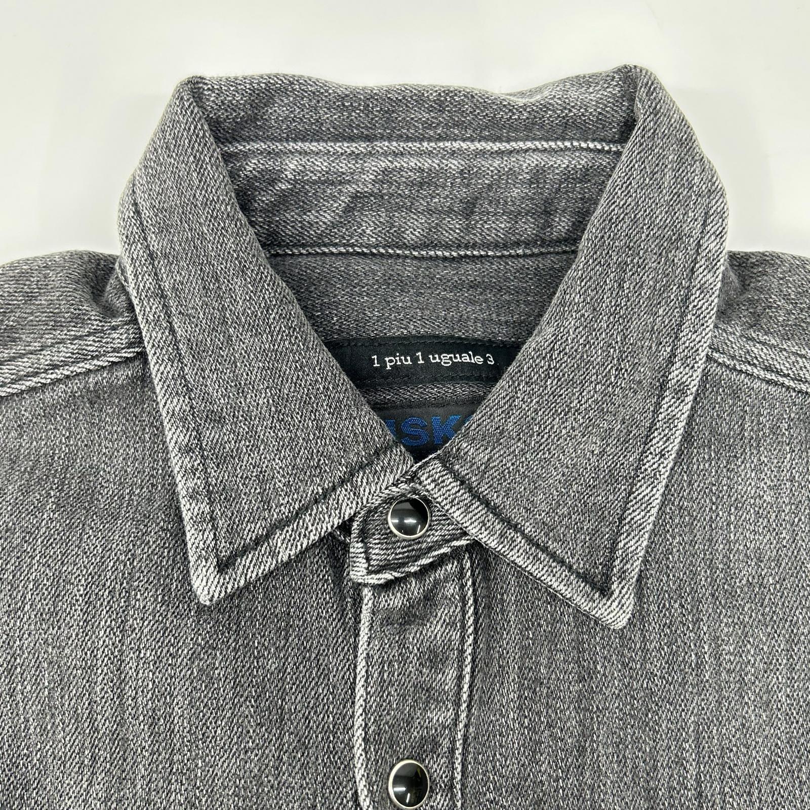 1piu1uguale3 ウノピゥウノウグァーレトレ MRS178-CTR025 ブラック S/S DENIM BIG SHIRTS デニムビック半袖シャツ トップス