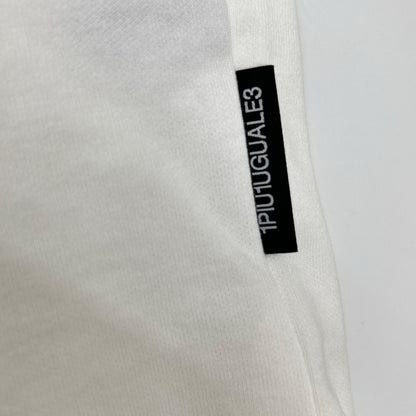 1piu1uguale3 MRT361-CTN062 White ROUND BIG TEE oversized T-shirt with side slits top