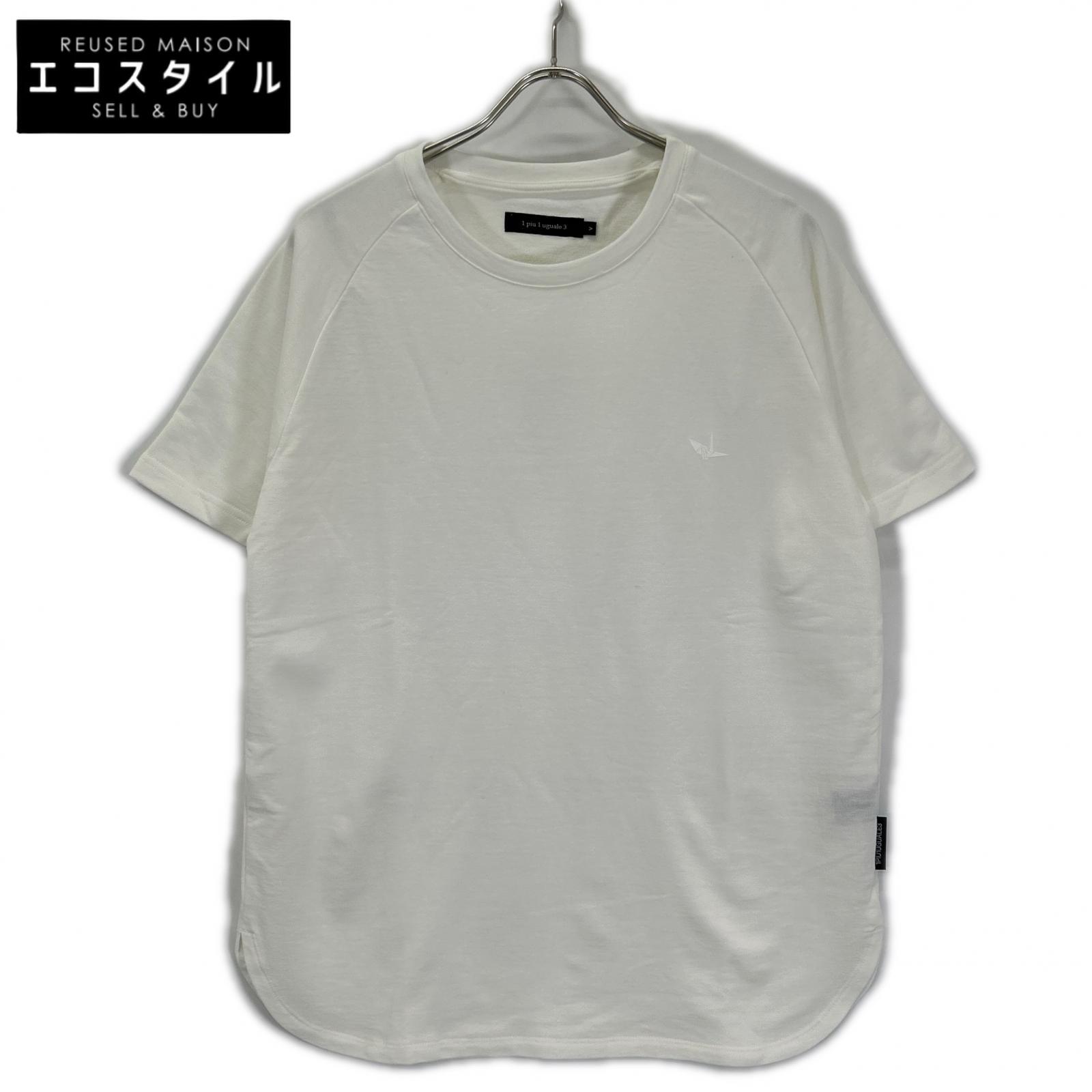 1piu1uguale3 MRT361-CTN062 White ROUND BIG TEE oversized T-shirt with side slits top