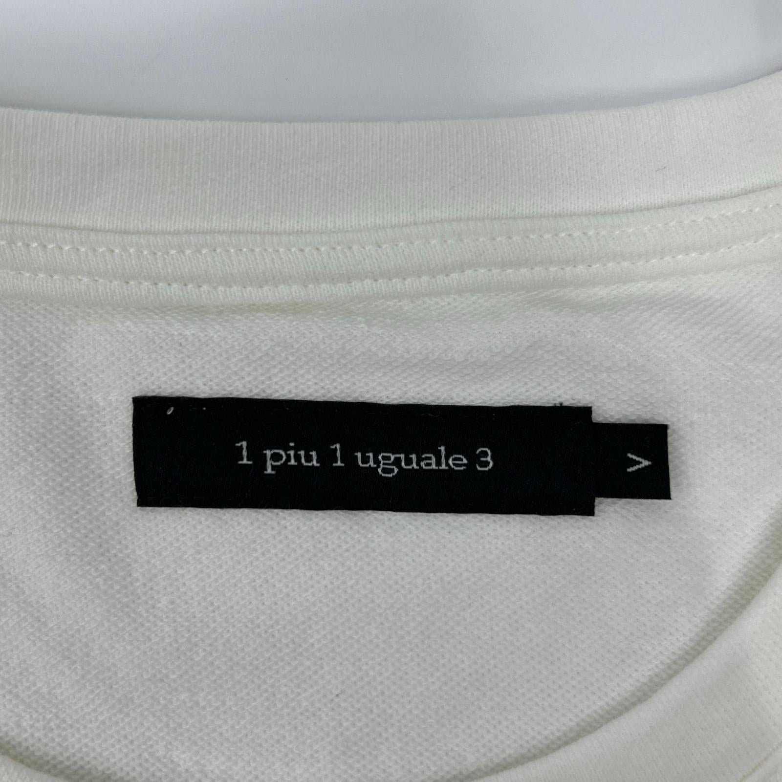 1piu1uguale3 MRT361-CTN062 White ROUND BIG TEE oversized T-shirt with side slits top