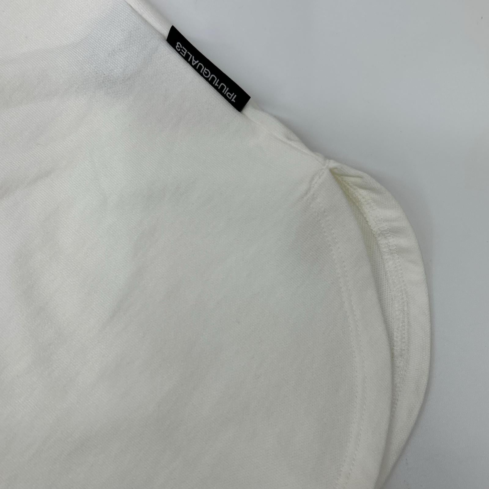 1piu1uguale3 MRT361-CTN062 White ROUND BIG TEE oversized T-shirt with side slits top