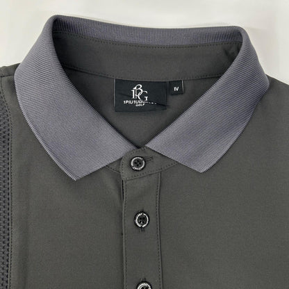 1piu1uguale3 ウノピゥウノウグァーレトレ 【GOLF】GCT005-GPE032 ブラック S/S MESH POLO メッシュ半袖ポロシャツ トップス