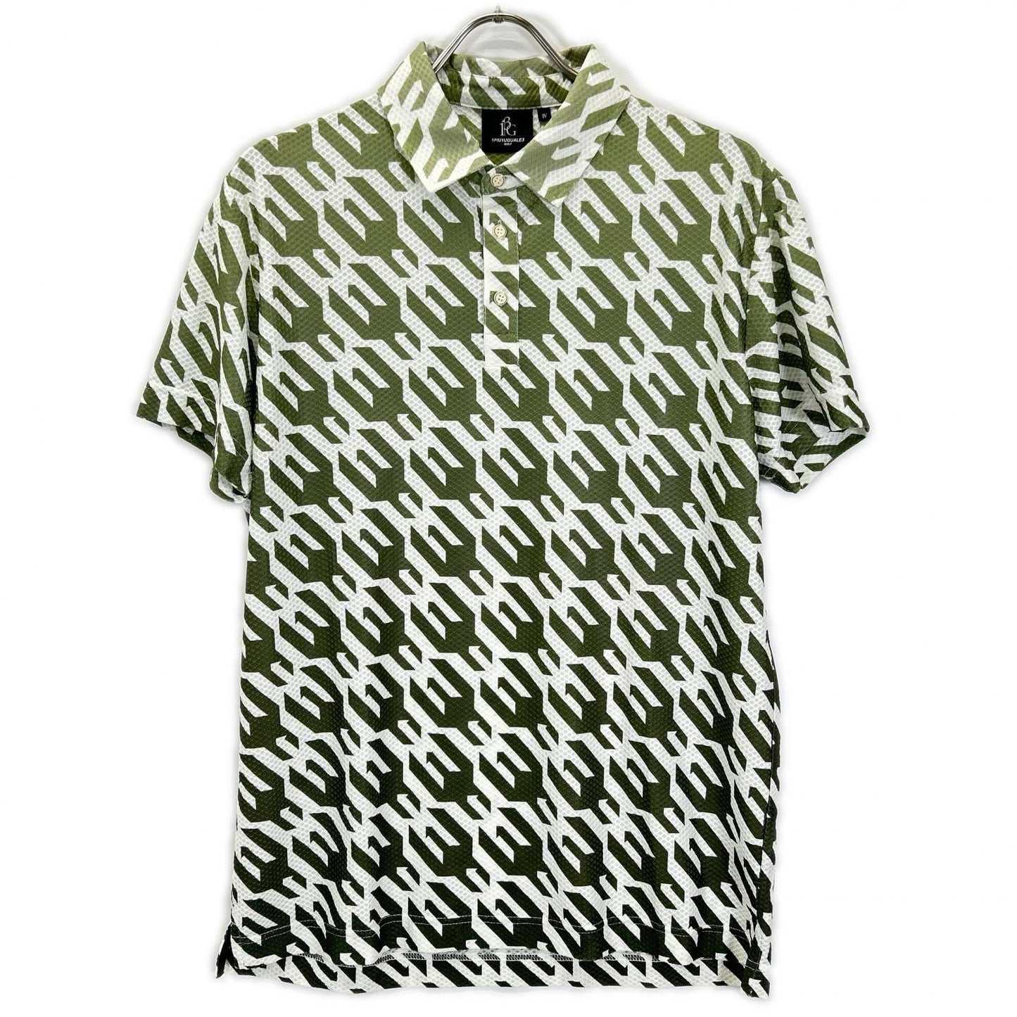 1piu1uguale3 ウノピゥウノウグァーレトレ 【GOLF】【×戸賀敬城】GRT119-PRY089 カーキ HOUNDTOOTH S/S POLO TOGA LIMITED MODEL 総柄メッシュ半袖ポロシャツ トップス