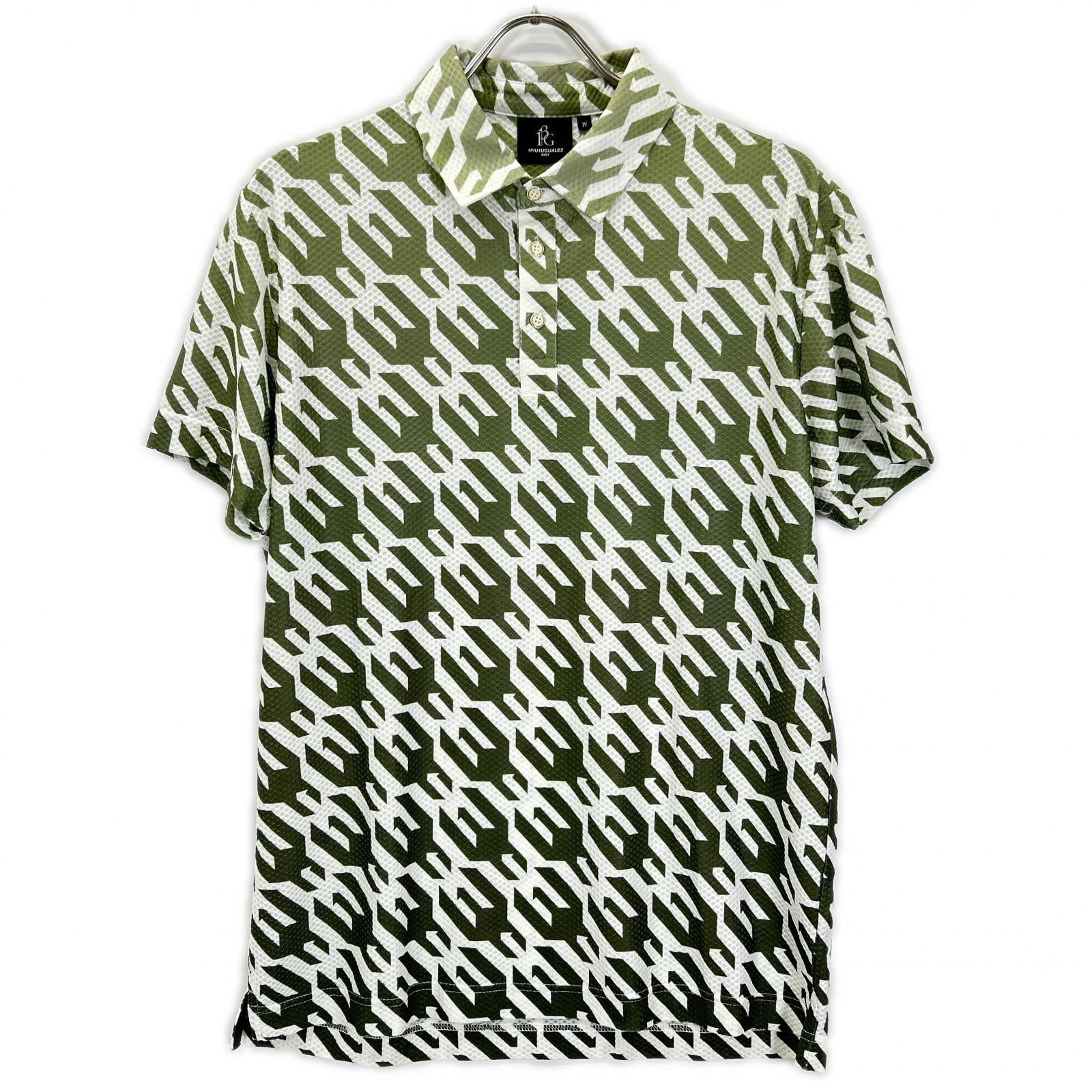 1piu1uguale3 ウノピゥウノウグァーレトレ 【GOLF】【×戸賀敬城】GRT119-PRY089 カーキ HOUNDTOOTH S/S POLO TOGA LIMITED MODEL 総柄メッシュ半袖ポロシャツ トップス