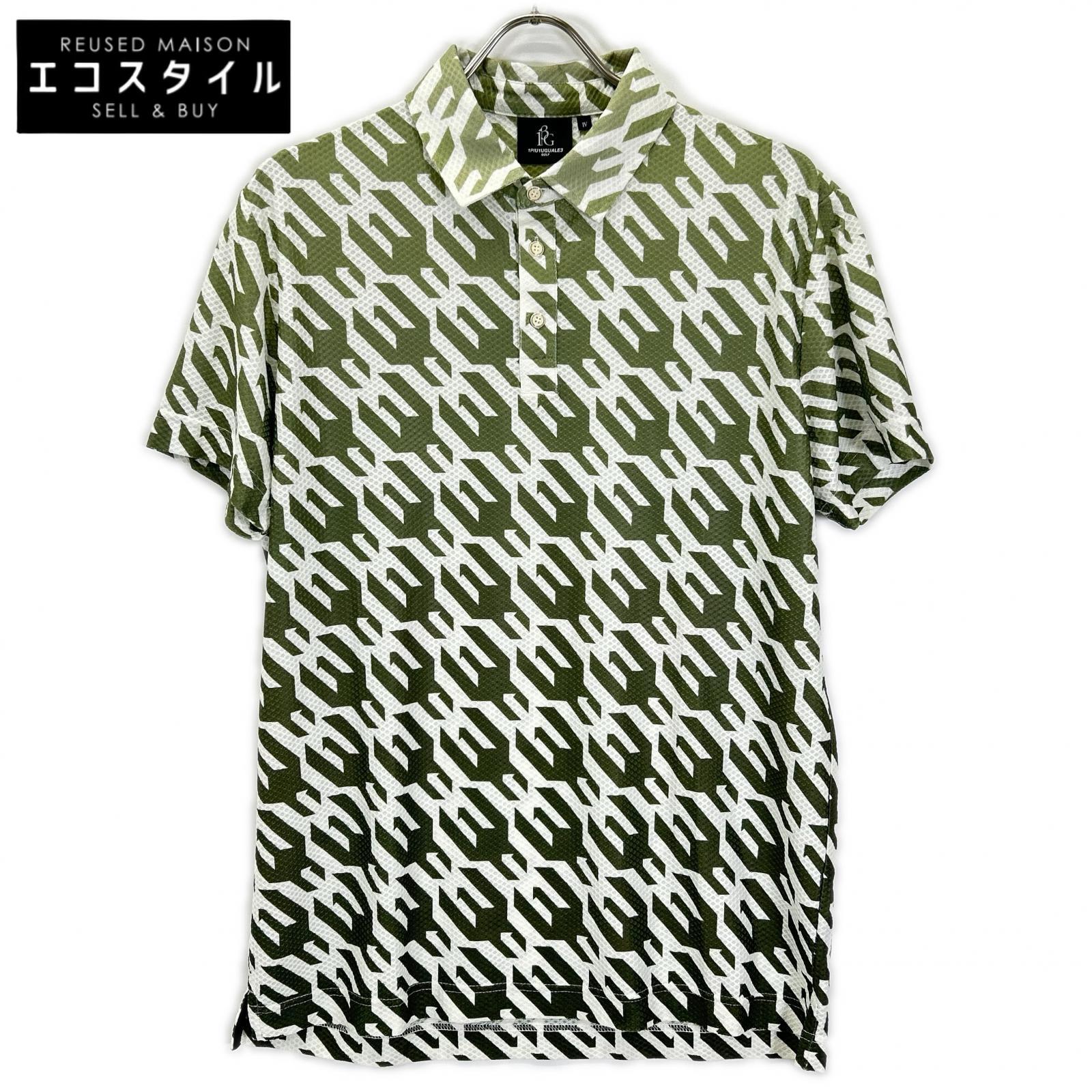 1piu1uguale3 ウノピゥウノウグァーレトレ 【GOLF】【×戸賀敬城】GRT119-PRY089 カーキ HOUNDTOOTH S/S POLO TOGA LIMITED MODEL 総柄メッシュ半袖ポロシャツ トップス