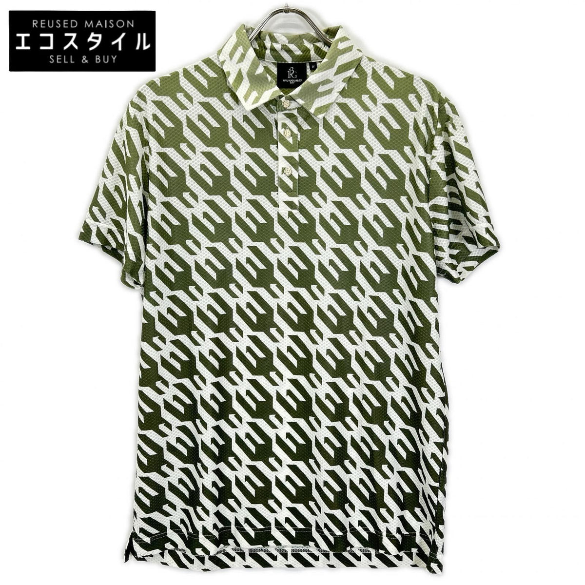 1piu1uguale3 ウノピゥウノウグァーレトレ 【GOLF】【×戸賀敬城】GRT119-PRY089 カーキ HOUNDTOOTH S/S POLO TOGA LIMITED MODEL 総柄メッシュ半袖ポロシャツ トップス
