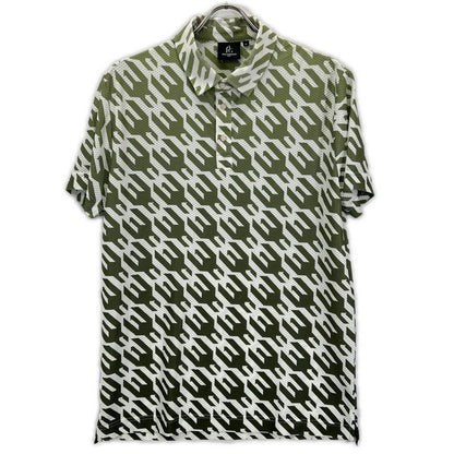 1piu1uguale3 ウノピゥウノウグァーレトレ 【GOLF】【×戸賀敬城】GRT119-PRY089 カーキ HOUNDTOOTH S/S POLO TOGA LIMITED MODEL 総柄メッシュ半袖ポロシャツ トップス