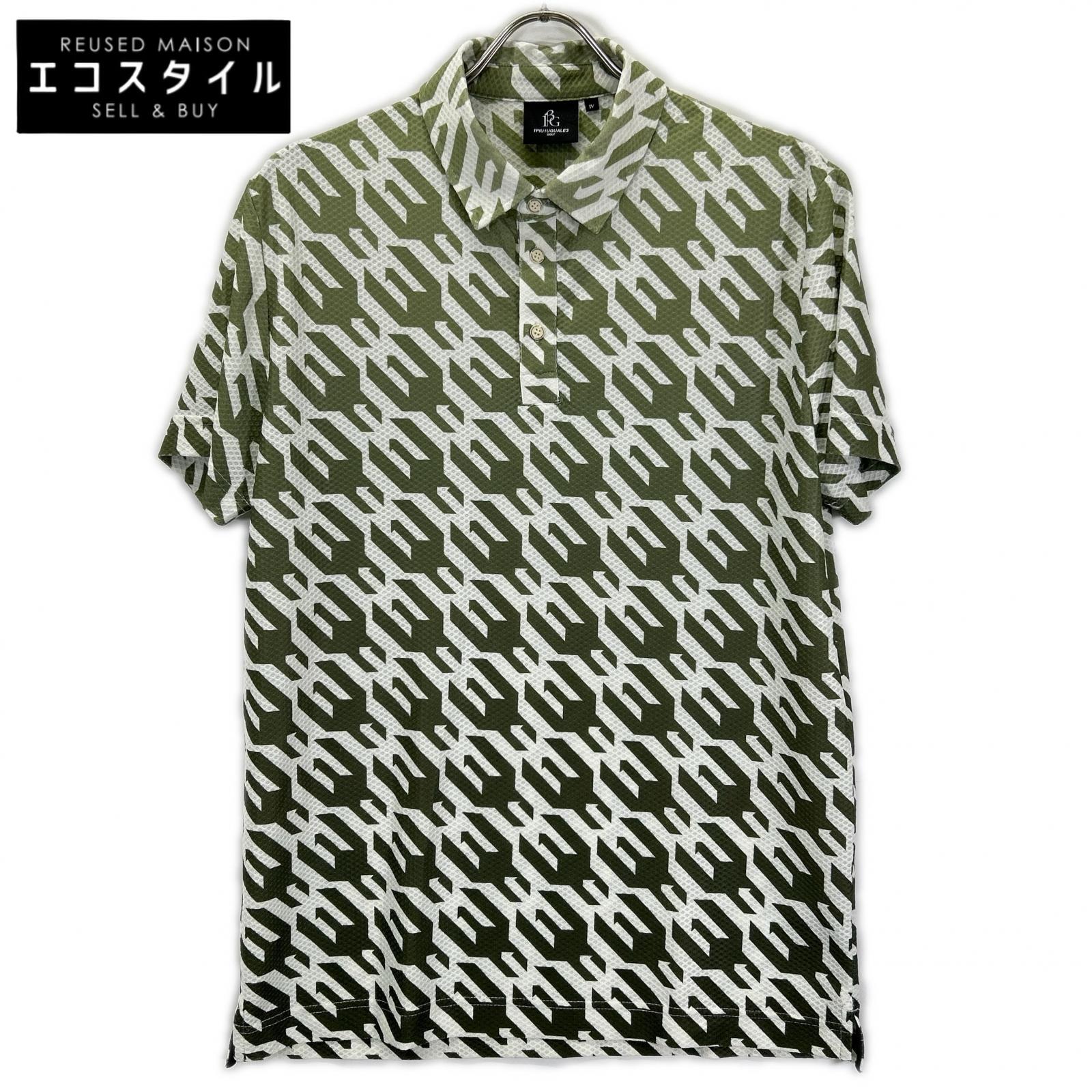 1piu1uguale3 ウノピゥウノウグァーレトレ 【GOLF】【×戸賀敬城】GRT119-PRY089 カーキ HOUNDTOOTH S/S POLO TOGA LIMITED MODEL 総柄メッシュ半袖ポロシャツ トップス