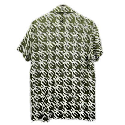 1piu1uguale3 ウノピゥウノウグァーレトレ 【GOLF】【×戸賀敬城】GRT119-PRY089 カーキ HOUNDTOOTH S/S POLO TOGA LIMITED MODEL 総柄メッシュ半袖ポロシャツ トップス