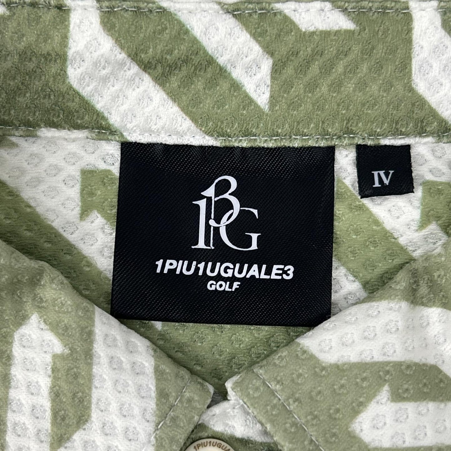 1piu1uguale3 ウノピゥウノウグァーレトレ 【GOLF】【×戸賀敬城】GRT119-PRY089 カーキ HOUNDTOOTH S/S POLO TOGA LIMITED MODEL 総柄メッシュ半袖ポロシャツ トップス
