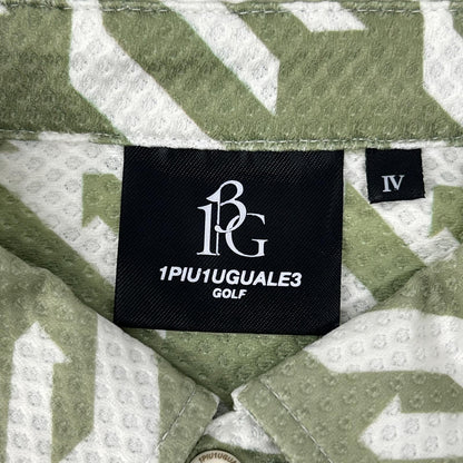 1piu1uguale3 ウノピゥウノウグァーレトレ 【GOLF】【×戸賀敬城】GRT119-PRY089 カーキ HOUNDTOOTH S/S POLO TOGA LIMITED MODEL 総柄メッシュ半袖ポロシャツ トップス