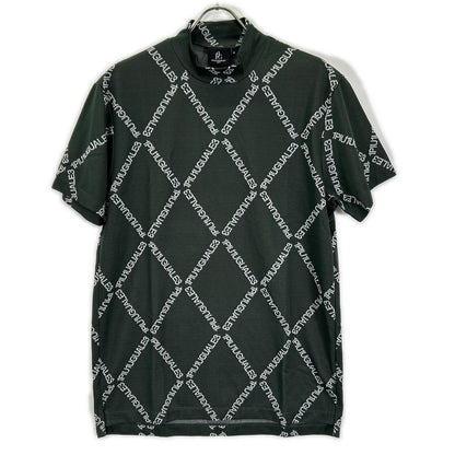 1piu1uguale3 ウノピゥウノウグァーレトレ 【GOLF】【×戸賀敬城】GRK063-POE457 カーキ S/S MOCK NECK ARGYLE LOGO ロゴ モックネックTシャツ トップス