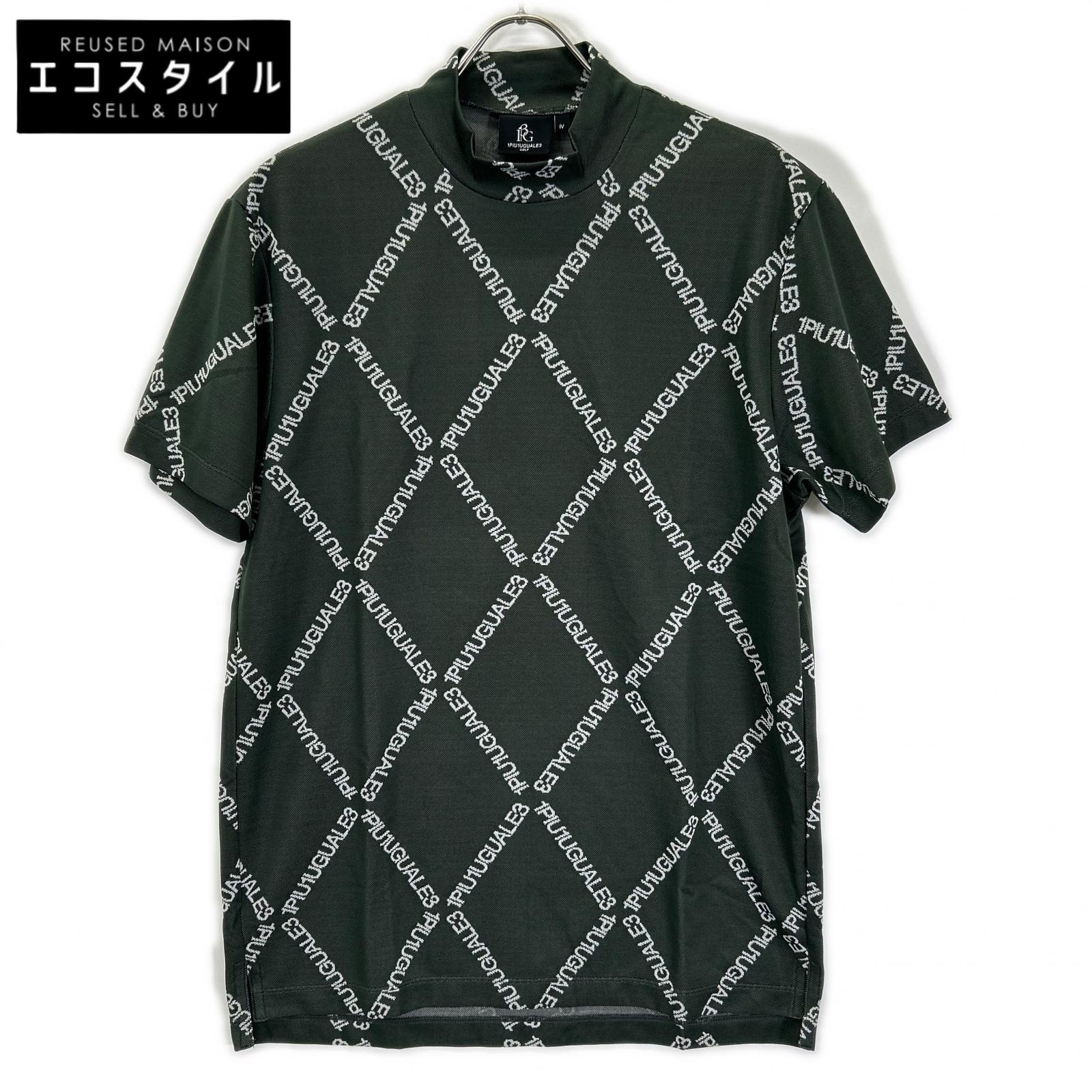 1piu1uguale3 ウノピゥウノウグァーレトレ 【GOLF】【×戸賀敬城】GRK063-POE457 カーキ S/S MOCK NECK ARGYLE LOGO ロゴ モックネックTシャツ トップス
