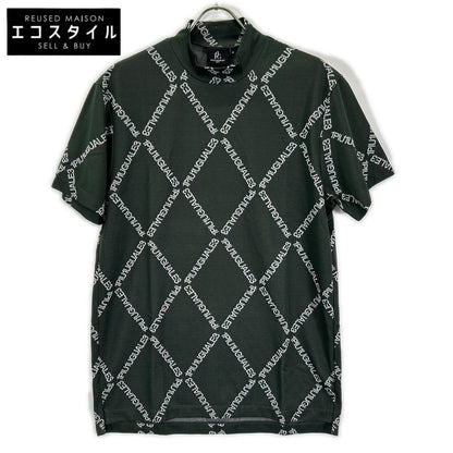 1piu1uguale3 ウノピゥウノウグァーレトレ 【GOLF】【×戸賀敬城】GRK063-POE457 カーキ S/S MOCK NECK ARGYLE LOGO ロゴ モックネックTシャツ トップス