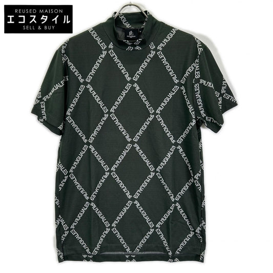 1piu1uguale3 ウノピゥウノウグァーレトレ 【GOLF】【×戸賀敬城】GRK063-POE457 カーキ S/S MOCK NECK ARGYLE LOGO ロゴ モックネックTシャツ トップス