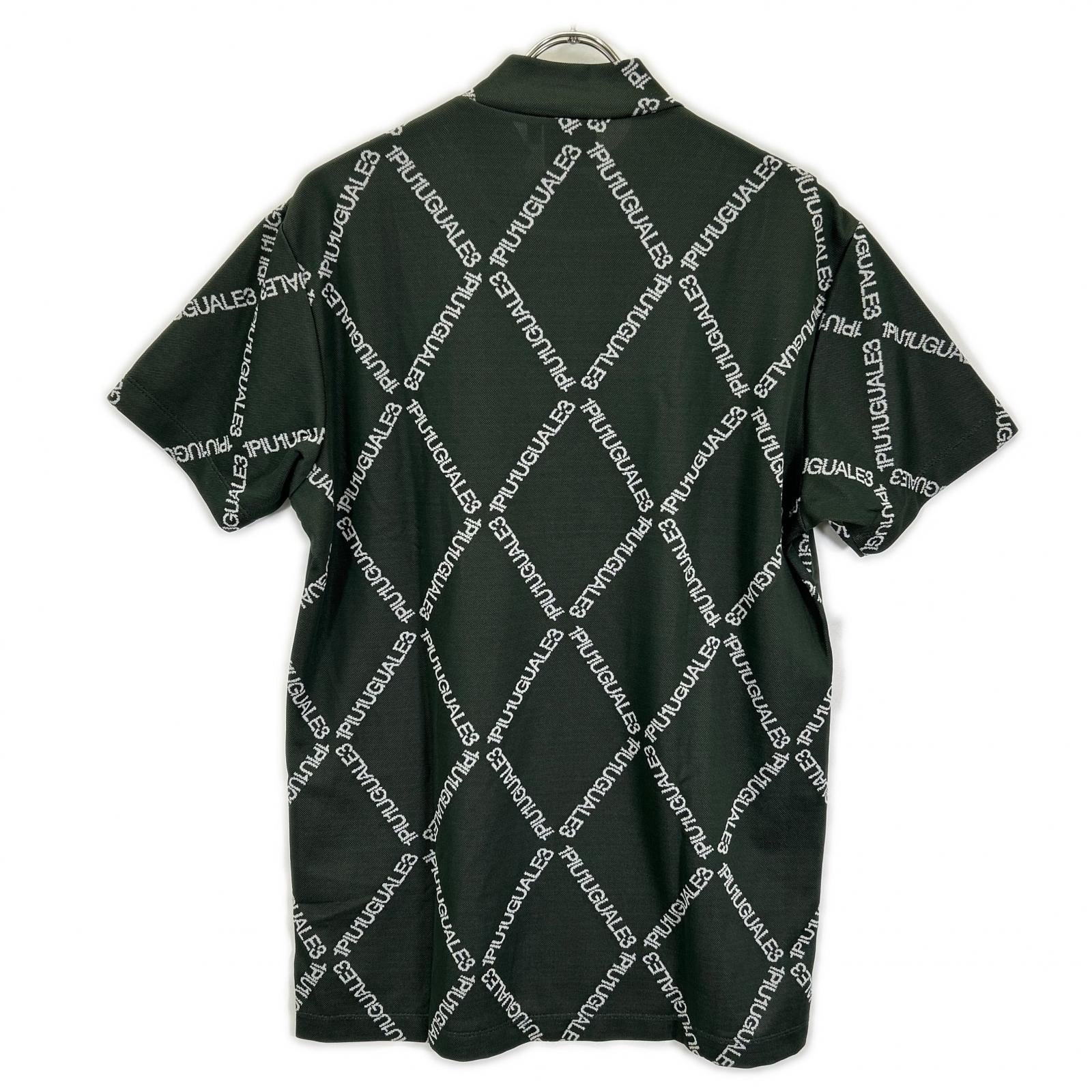 1piu1uguale3 ウノピゥウノウグァーレトレ 【GOLF】【×戸賀敬城】GRK063-POE457 カーキ S/S MOCK NECK ARGYLE LOGO ロゴ モックネックTシャツ トップス