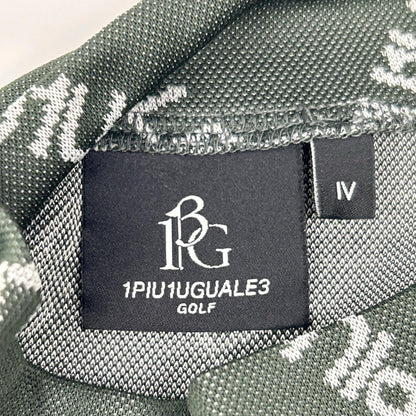 1piu1uguale3 ウノピゥウノウグァーレトレ 【GOLF】【×戸賀敬城】GRK063-POE457 カーキ S/S MOCK NECK ARGYLE LOGO ロゴ モックネックTシャツ トップス