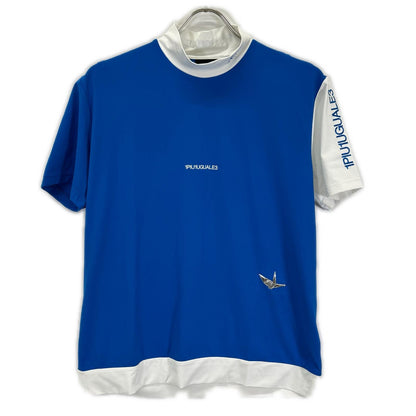 1piu1uguale3 ウノピゥウノウグァーレトレ 【GOLF】【×Del Piero】GDT011-POE417 ブルー×ホワイト ADP GOLF S/S MOCK NECK モックネックTシャツ トップス