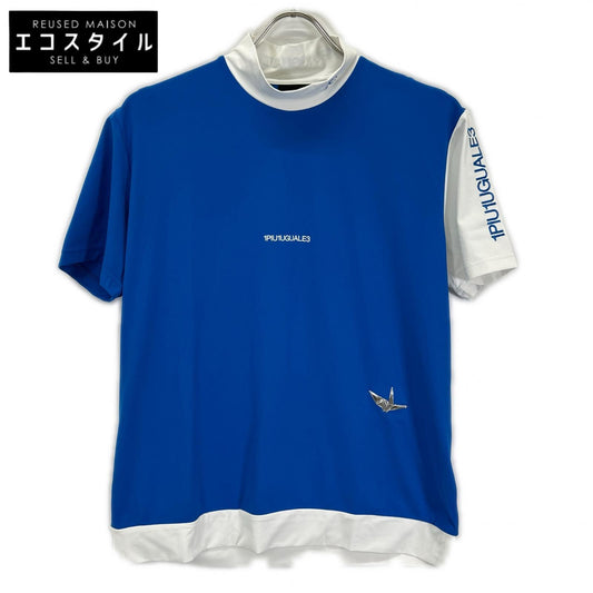 1piu1uguale3 ウノピゥウノウグァーレトレ 【GOLF】【×Del Piero】GDT011-POE417 ブルー×ホワイト ADP GOLF S/S MOCK NECK モックネックTシャツ トップス