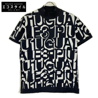 1piu1uguale3 ウノピゥウノウグァーレトレ 【GOLF】GRK083-POE535 ブラック 113 GOLF LOGO MOCK ロゴモックネックニットTシャツ トップス